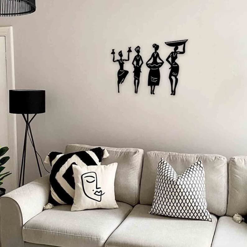 4 Piece Tribal Women Acrylic Wall Decoration Custom 3D Factory