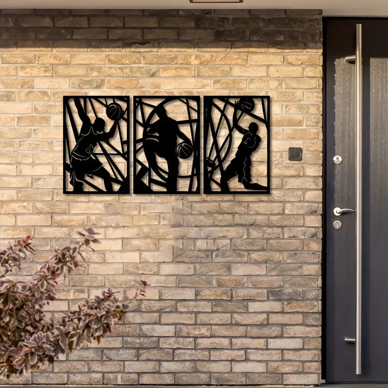 3 Piece Abstract Basketball Acrylic Wall Decoration