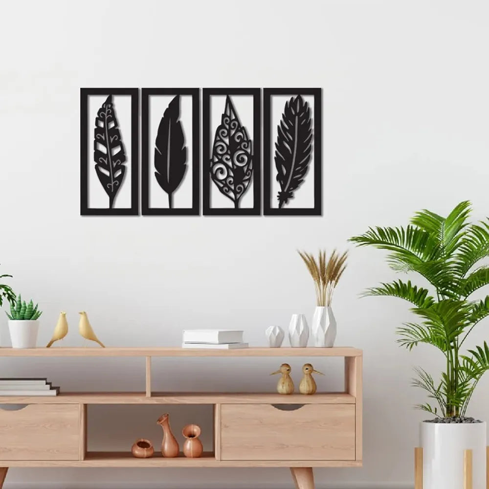 4-Piece Whispering Leaves Acrylic Wall Decoration
