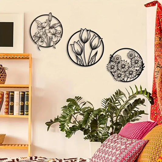 3 Piece Floral Aesthetics Acrylic Wall Decoration Custom 3D Factory