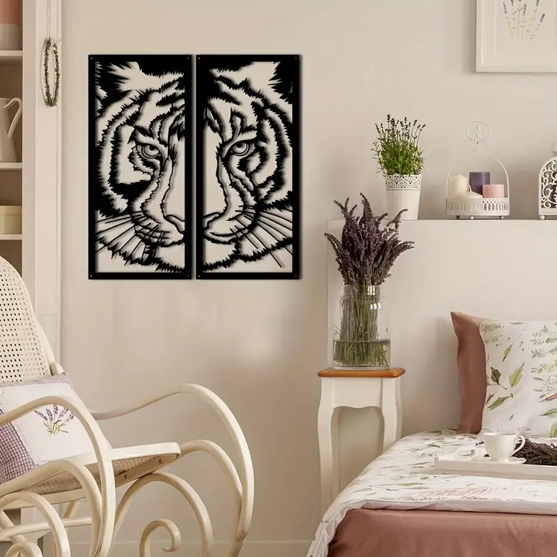 Black Tiger 2 Piece Acrylic Wall Decoration Custom 3D Factory