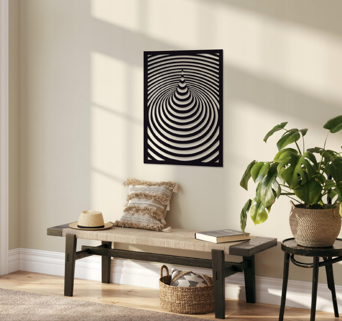 Ripple Effect Laser-Cut Geometric Wall Decor