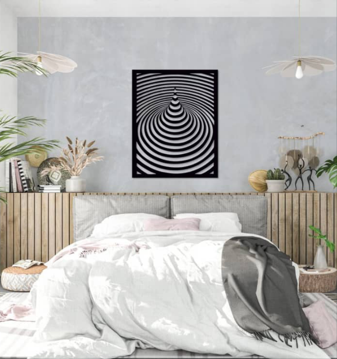 Ripple Effect Laser-Cut Geometric Wall Decor