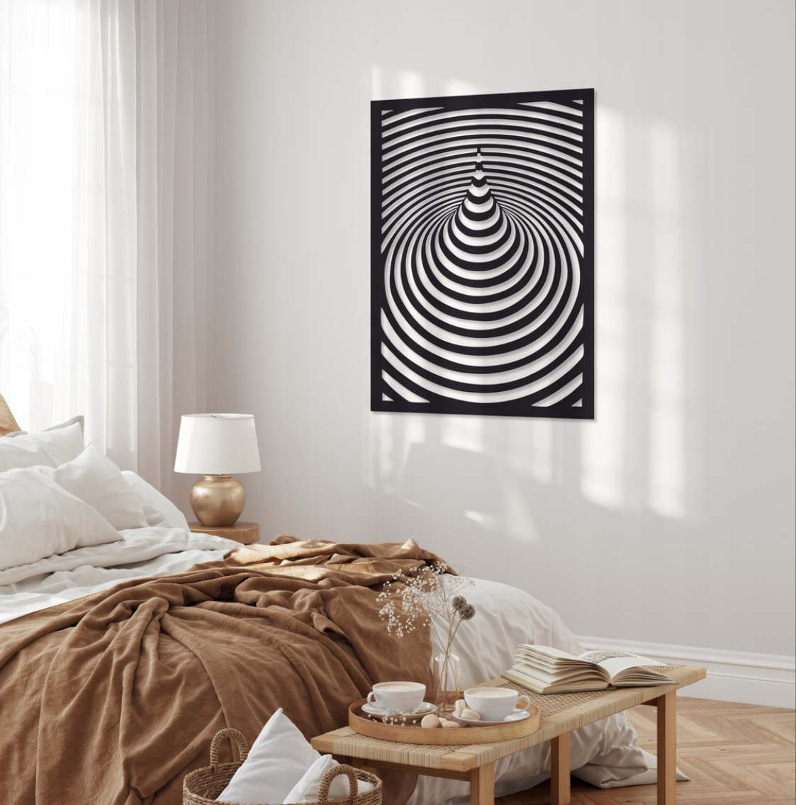 Ripple Effect Laser-Cut Geometric Wall Decor