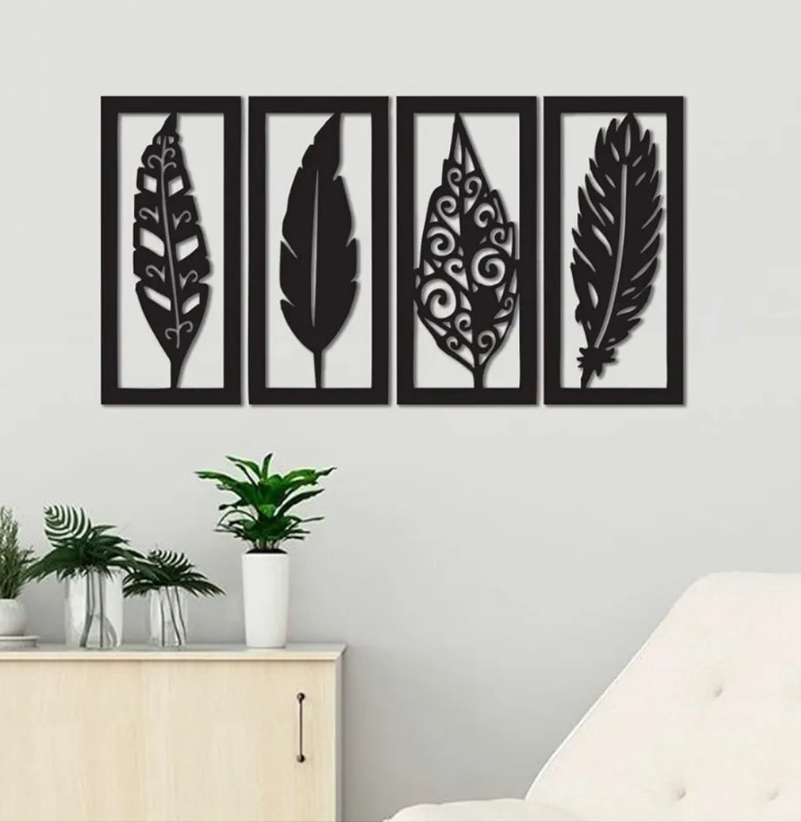 4-Piece Whispering Leaves Acrylic Wall Decoration