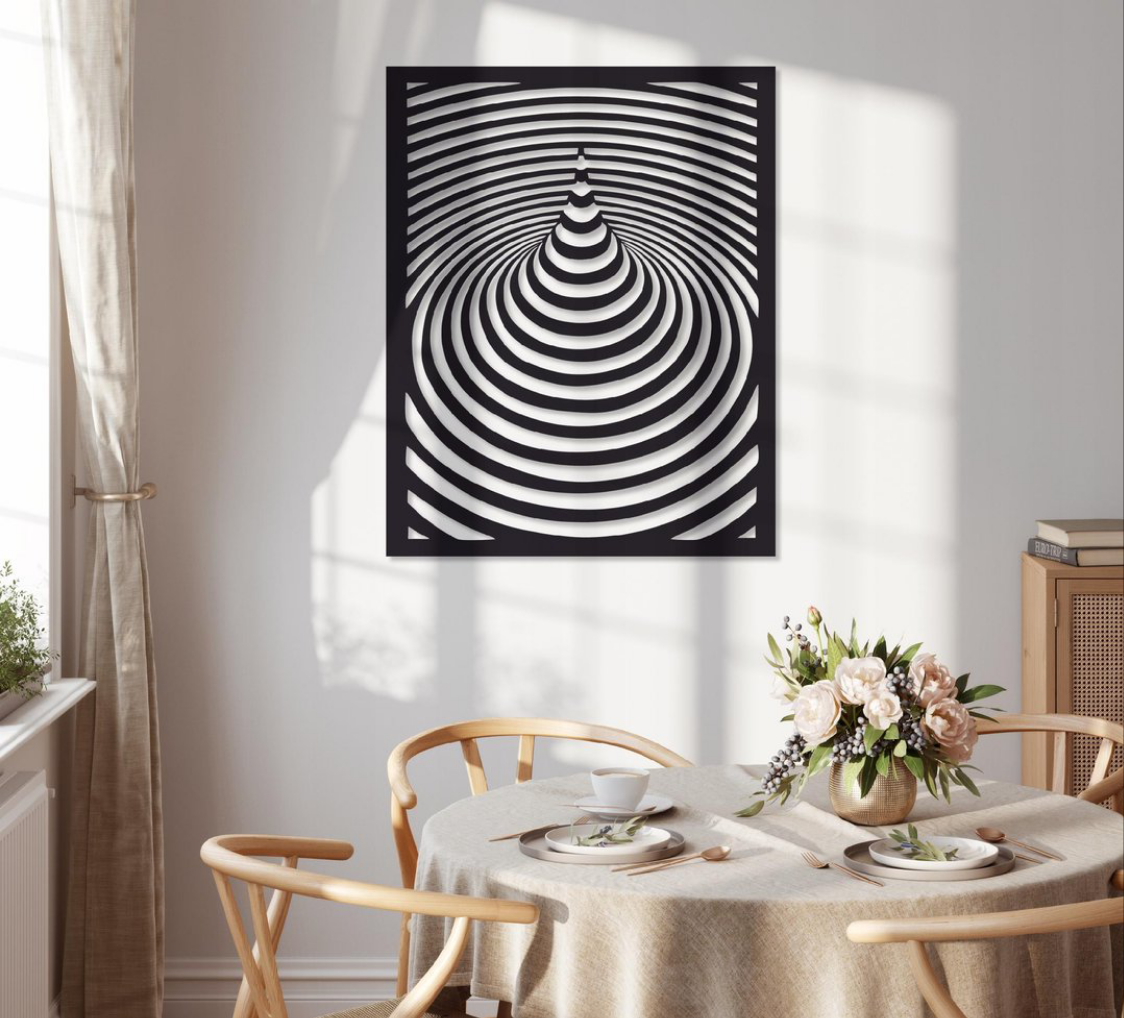 Ripple Effect Laser-Cut Geometric Wall Decor