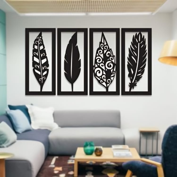 4-Piece Whispering Leaves Acrylic Wall Decoration