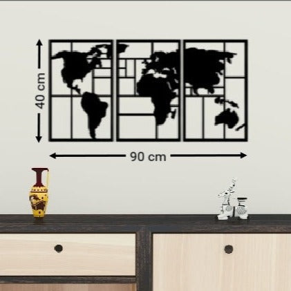 3 Piece World Map Acrylic Wall Decoration Custom 3D Factory