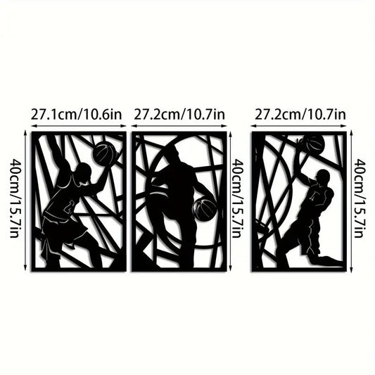 3 Piece Abstract Basketball Acrylic Wall Decoration Custom 3D Factory