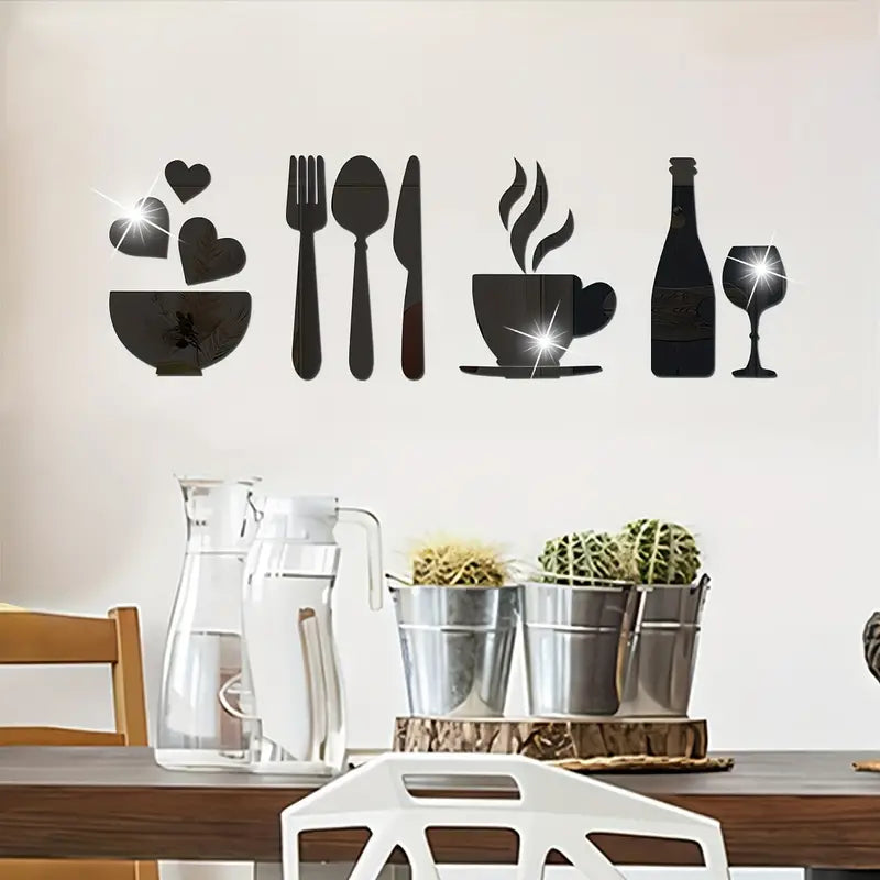 Wine & Dine 4 Piece Acrylic Wall Decoration Custom 3D Factory