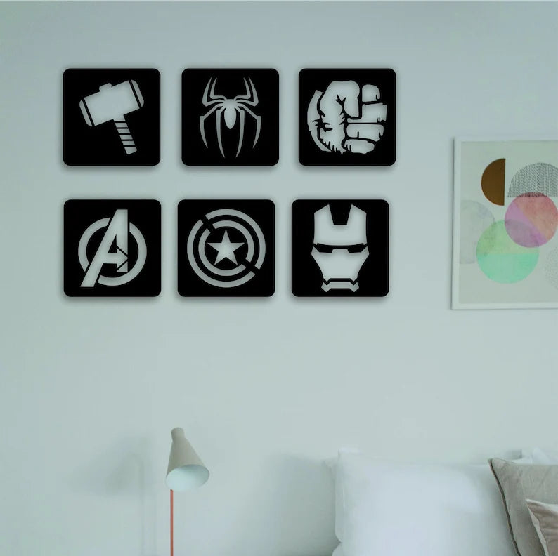 6 Piece Avengers Acrylic Wall Decoration