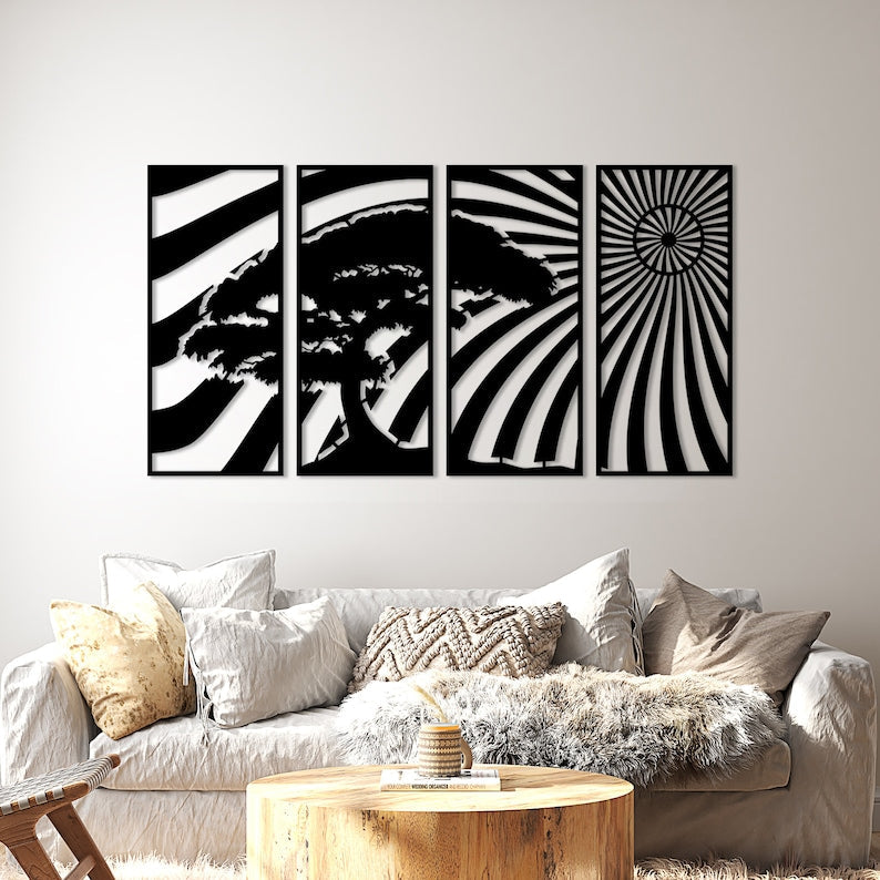 4-Piece Sun Rise Acrylic Wall Decoration Custom 3D Factory