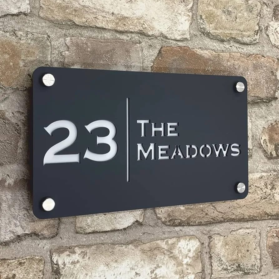 Double-Layered Modern House Address Signage