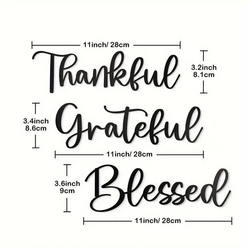 Gratitude Trio 3-Piece Acrylic Wall Decor Set