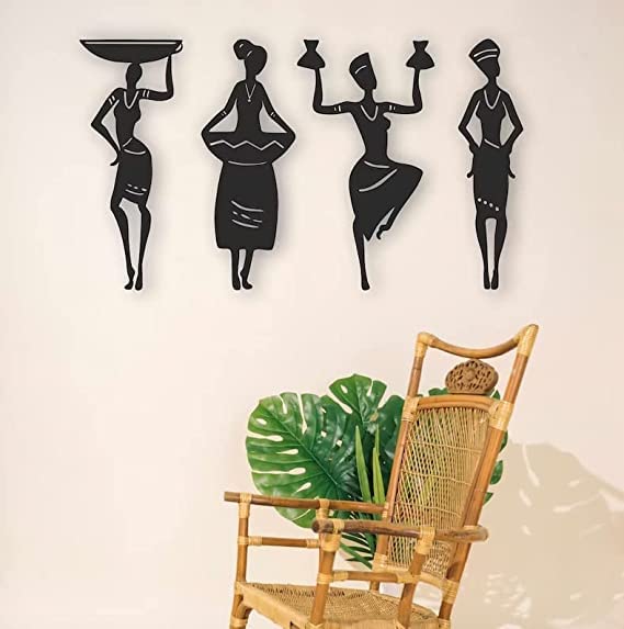 4 Piece Tribal Women Acrylic Wall Decoration