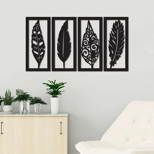 4-Piece Whispering Leaves Acrylic Wall Decoration