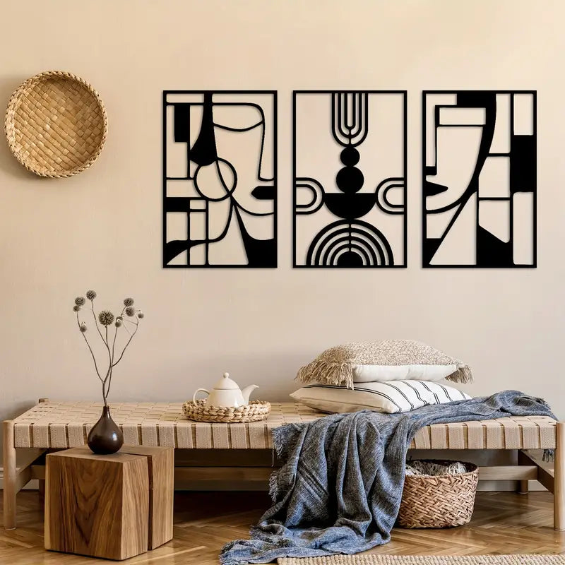 3 Piece Cubism Faces Acrylic Wall Decoration