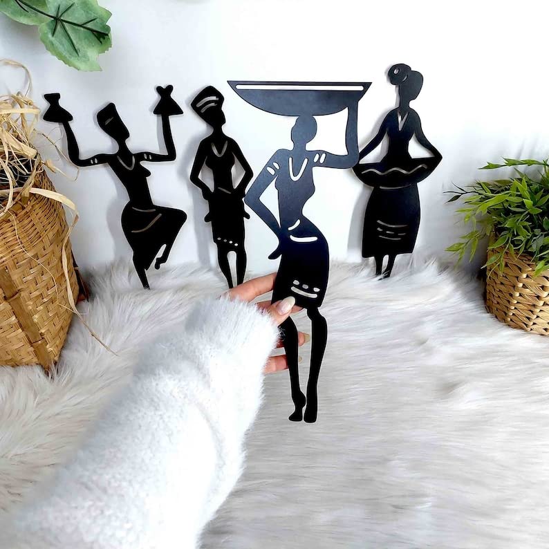 4 Piece Tribal Women Acrylic Wall Decoration