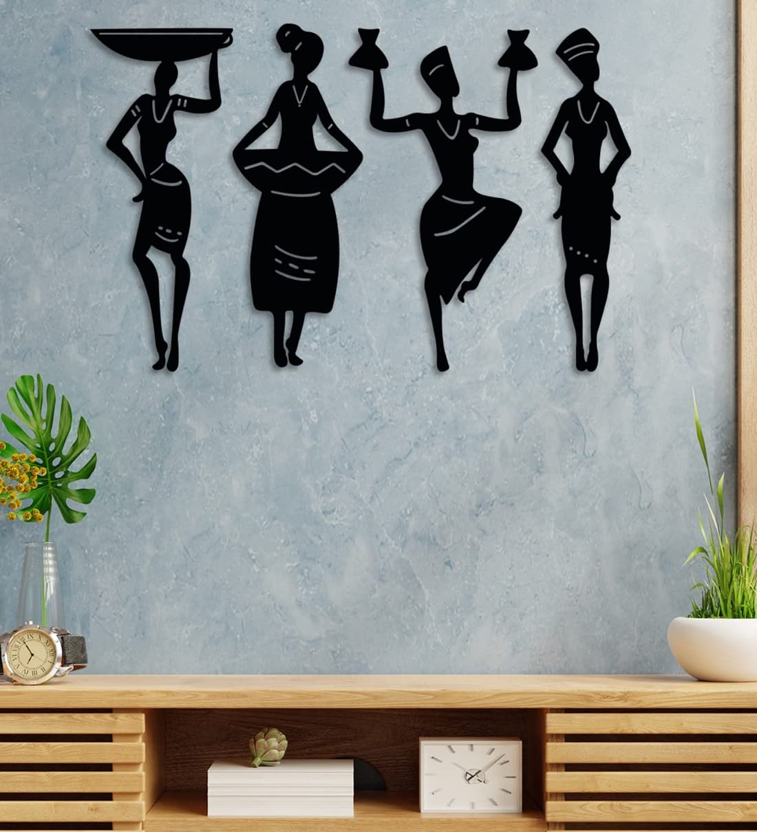 4 Piece Tribal Women Acrylic Wall Decoration