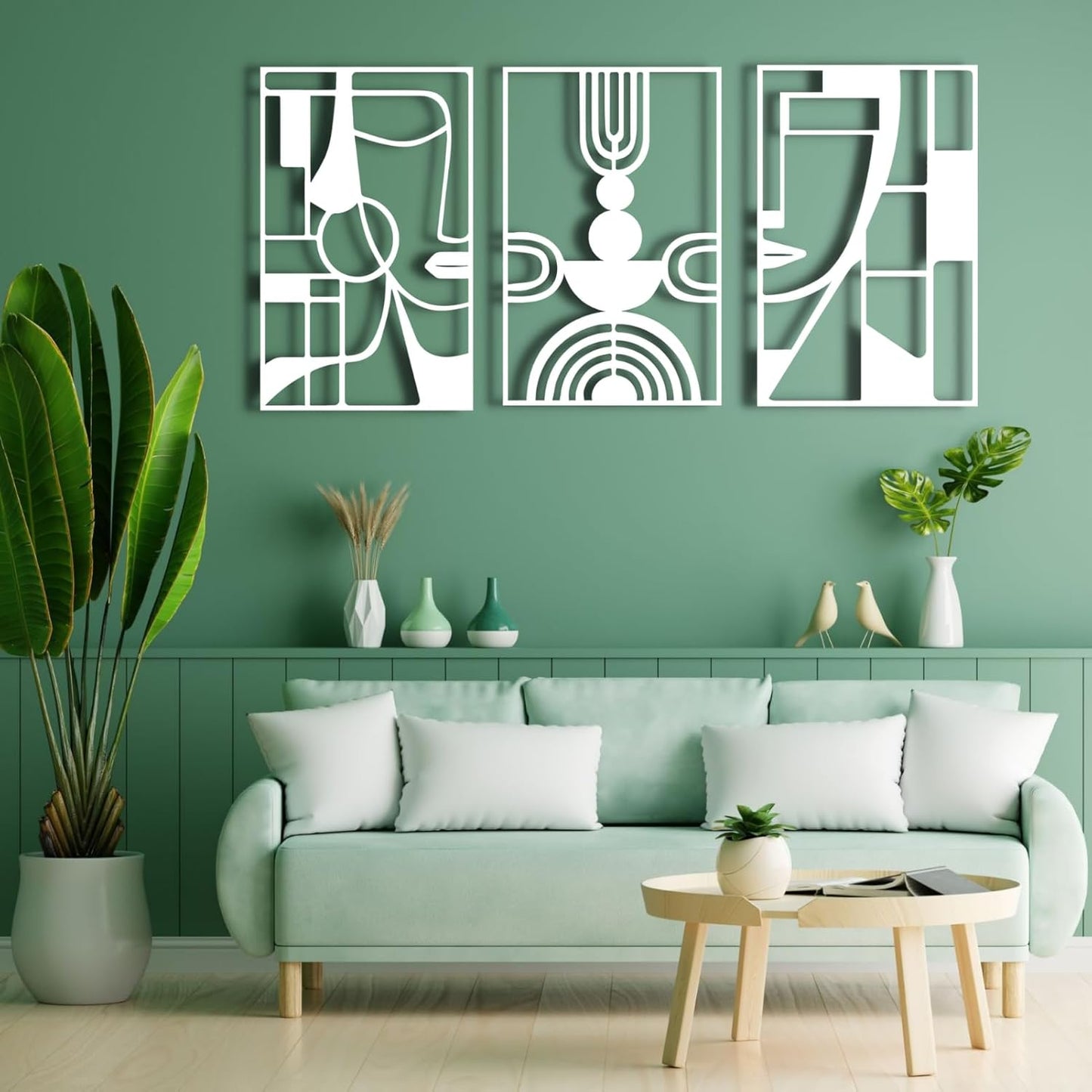 3 Piece Cubism Faces Acrylic Wall Decoration