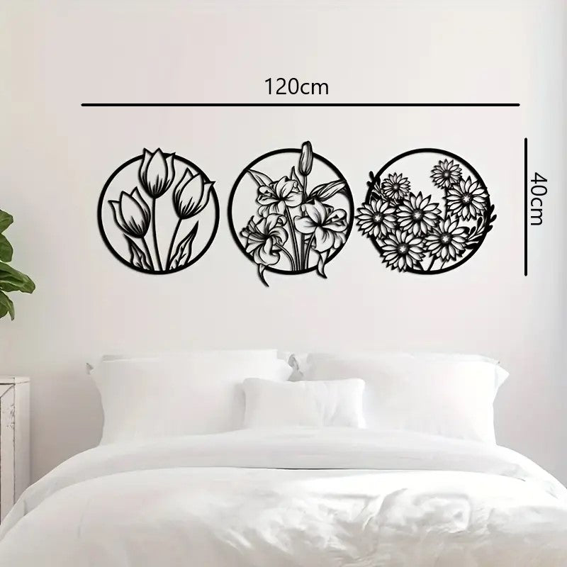 3 Piece Floral Aesthetics Acrylic Wall Decoration