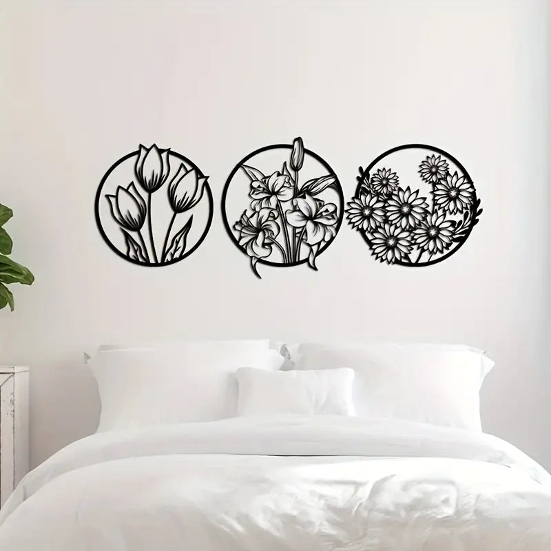 3 Piece Floral Aesthetics Acrylic Wall Decoration