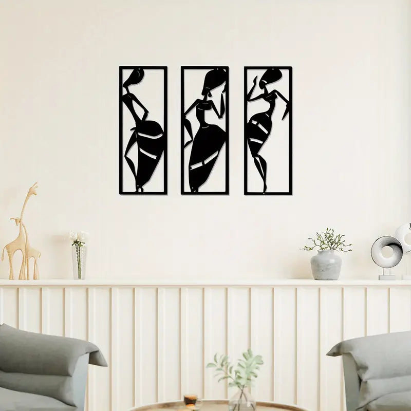 3 Piece Afro Women Acrylic Wall Decoration