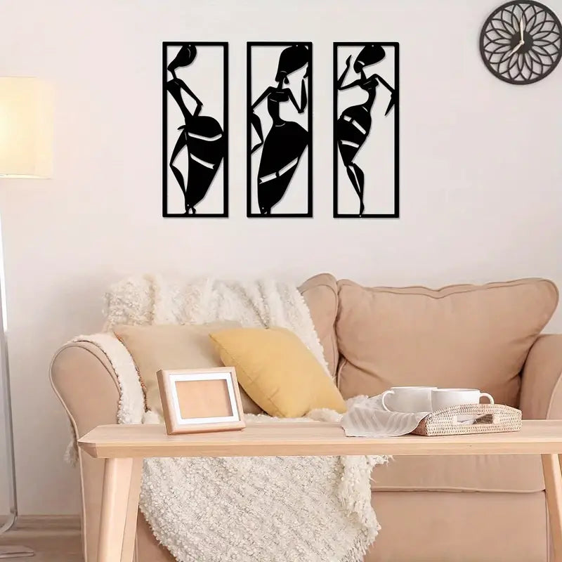 3 Piece Afro Women Acrylic Wall Decoration