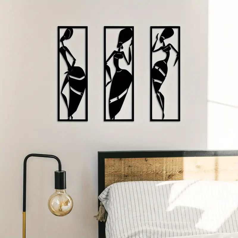 3 Piece Afro Women Acrylic Wall Decoration