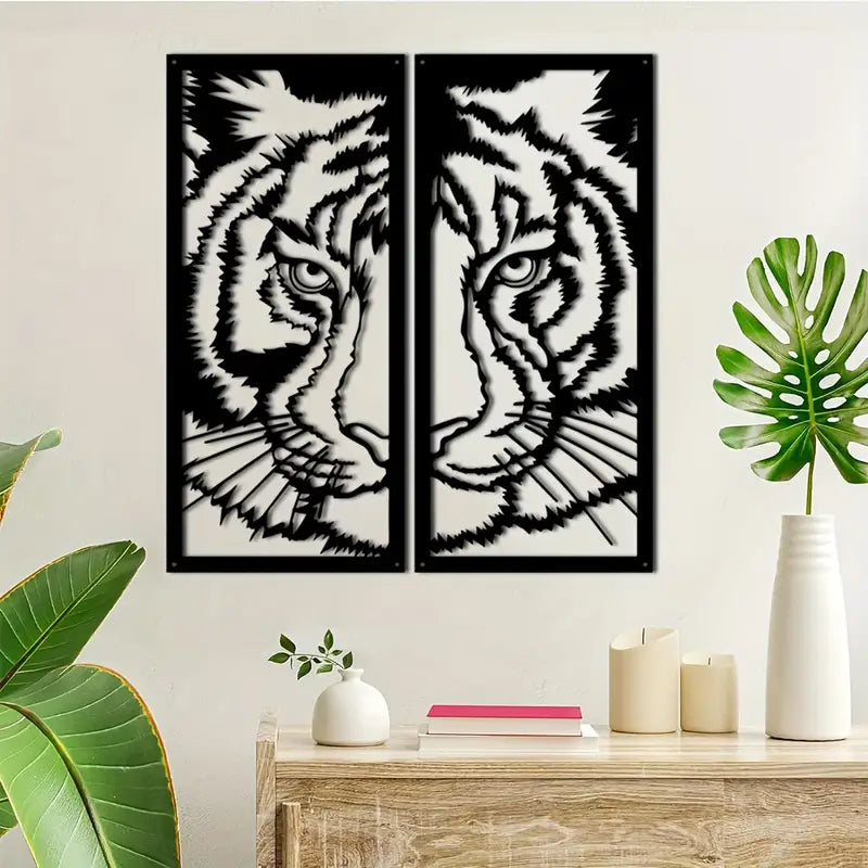 Black Tiger 2 Piece  Acrylic Wall Decoration