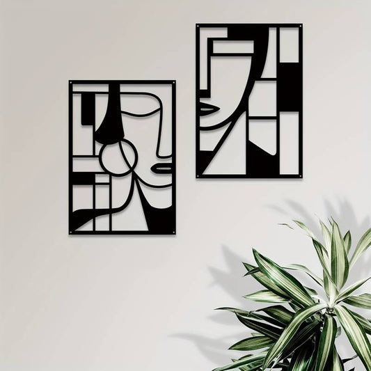 2 Piece Geometric Face Cutout Acrylic Wall Decoration