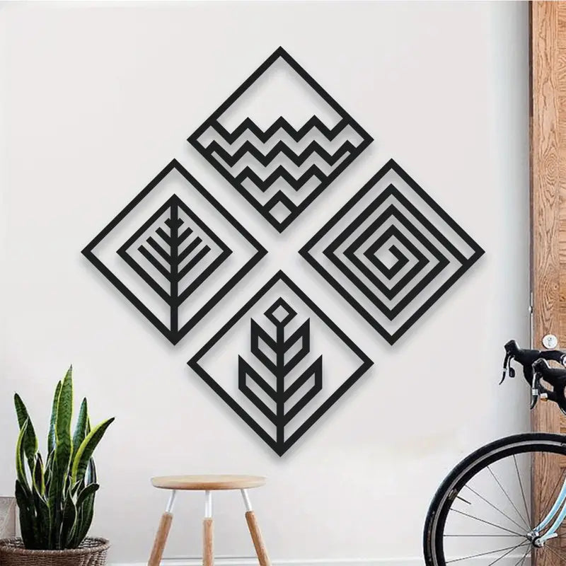 4 Piece Aesthetic Pattern Acrylic Wall Decoration