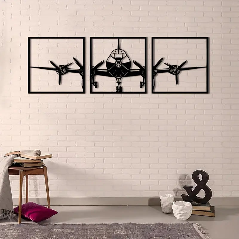 3 Piece Aeroplane Acrylic Wall Decoration