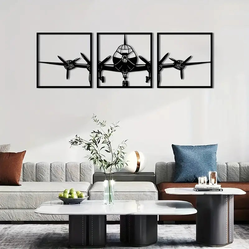 3 Piece Aeroplane Acrylic Wall Decoration