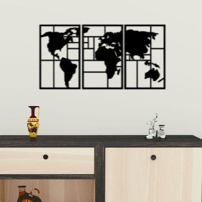 3 Piece World Map Acrylic Wall Decoration