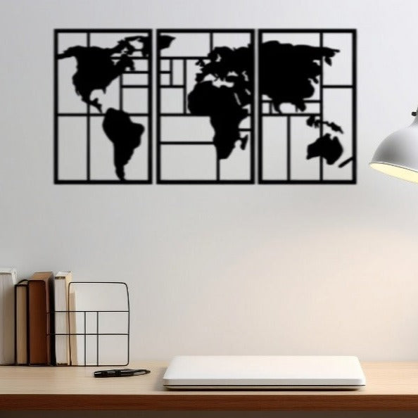 3 Piece World Map Acrylic Wall Decoration