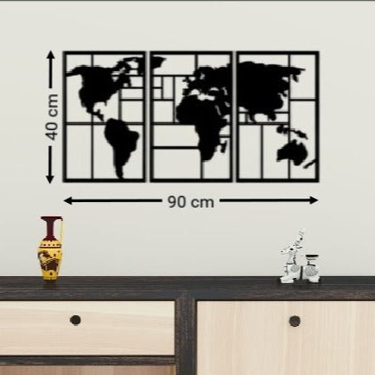 3 Piece World Map Acrylic Wall Decoration