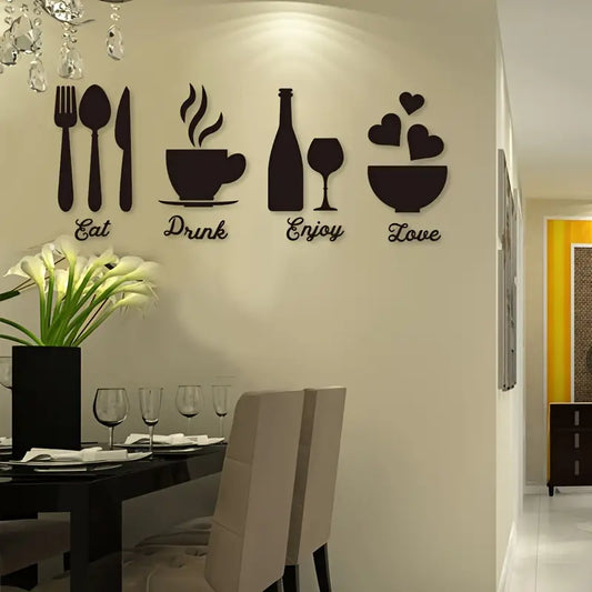 Wine & Dine 4 Piece Acrylic Wall Decoration