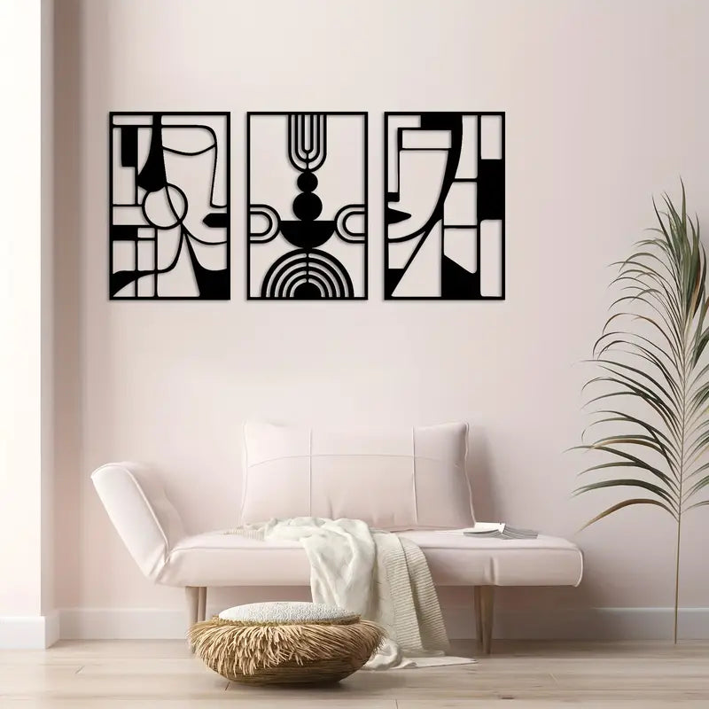 3 Piece Cubism Faces Acrylic Wall Decoration