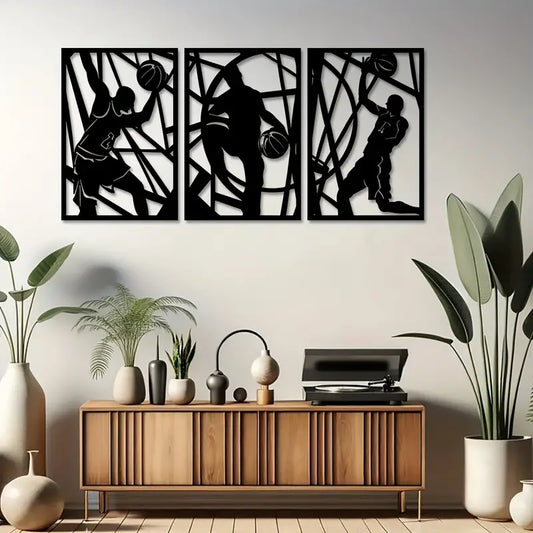 3 Piece Abstract Basketball Acrylic Wall Decoration