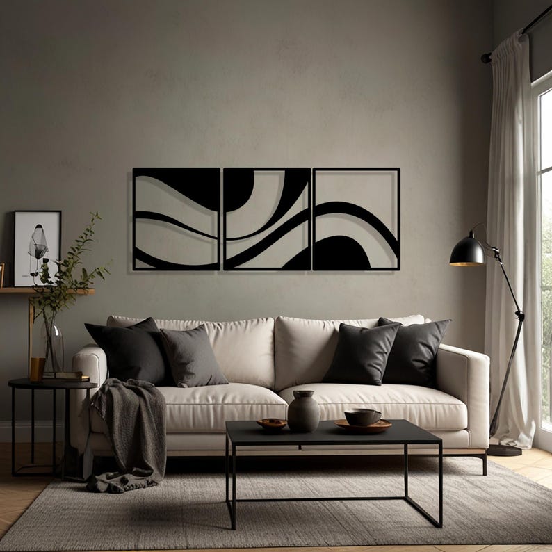 3 Piece Wave Curl Acrylic Wall Decor