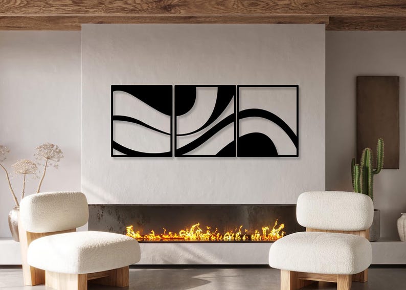 3 Piece Wave Curl Acrylic Wall Decor