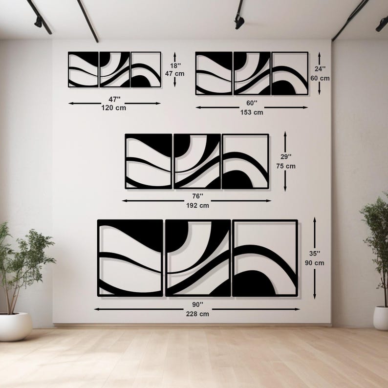 3 Piece Wave Curl Acrylic Wall Decor