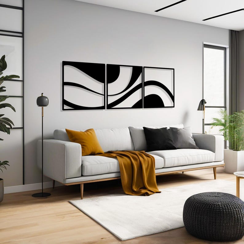 3 Piece Wave Curl Acrylic Wall Decor