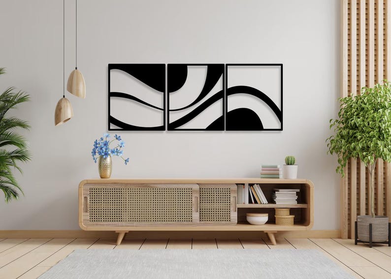 3 Piece Wave Curl Acrylic Wall Decor